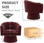 Swivel Accent Chair Set of 2, Modern Velvet Barrel Chair for Living Room | Cozy Barrel Chairs with Curved Backrest,a smoothly rotating metal base,Upholstered Armchair for Small Spaces, Bedroom,RED