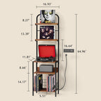 Record Player Stand with Power Outlet, Turntable Stand with 2-Tier Vinyl Record Storage, Record Player Table Up to 200 Albums, End Table for Vinyl Record Holder for Living Room