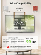 USX MOUNT Ultra Slim TV Wall Mount 37-75 Inch TVs Mount with Swivel and Tilt, Low Profile Full Motion Bracket with Articulating Dual Arms, Up to VESA 400X400 mm Max 16" Wood Studs, Holds 99lbs