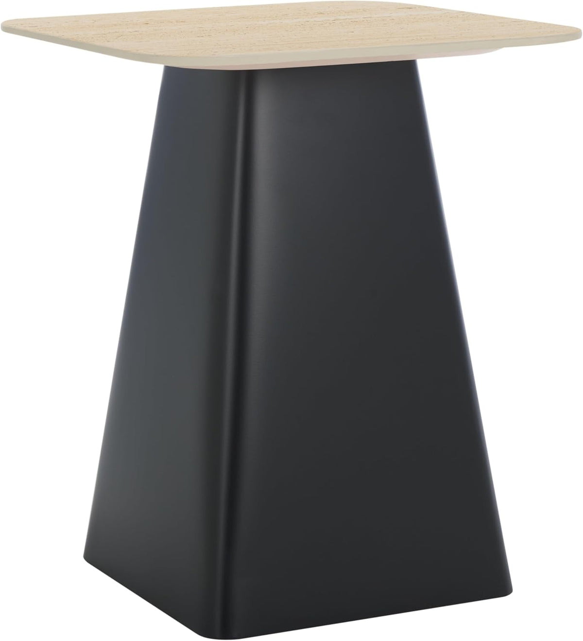 SAFAVIEH Home Collection - Fedo Tall Side Table, Beige & Black Porcelain Accent Table with Square Top, Fully Assembled (ACC2904A)