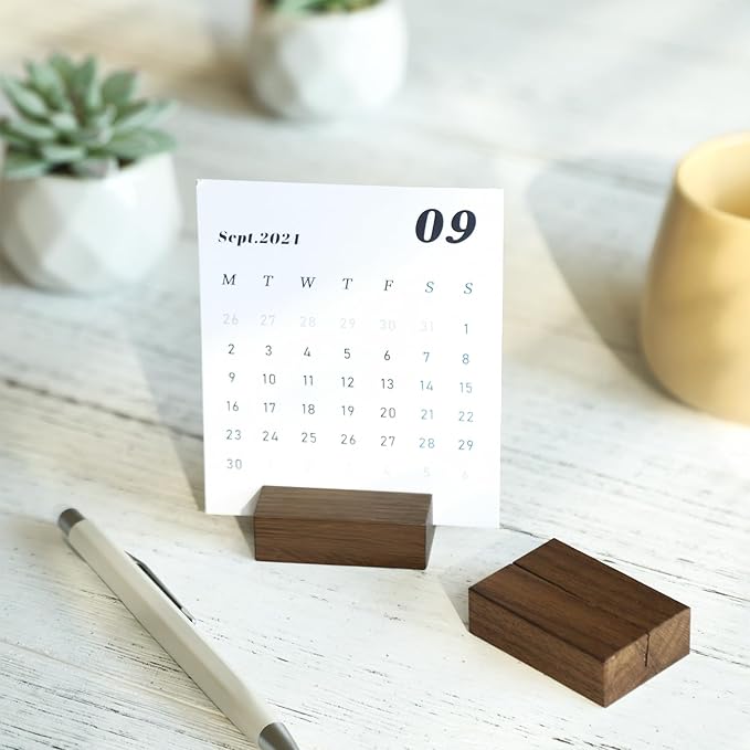 UNIQOOO 12 Pack 2" Rustic Walnut Wood Stands for Cardstock, Wedding Table Numbers Holders, Photo Holder, Photo Display Stand for Event Decor, Retail Shop, Cafe Restaurant Menu, Business Card, Name Tag