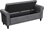 FiveWillowise 65" Bedroom Bench, End of Bed Bench with Storage, Gray