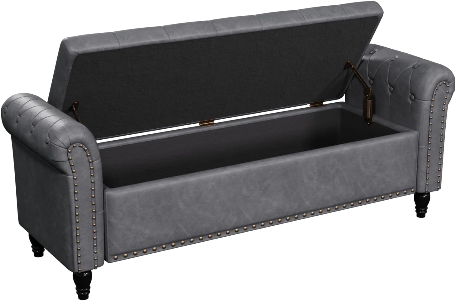 FiveWillowise 65" Bedroom Bench, End of Bed Bench with Storage, Gray