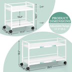 2-Tier Expandable Rolling Pantry Cart with Wheels, Adjustable Floor Organizer for Kitchen Pantry, Can Organizer for Pantry, Storage Cart for Snack, Food, Vegetables, White, Patent Pending
