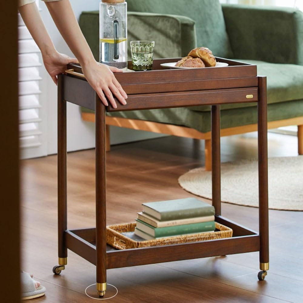 Minimalist Side Table Retro Country Style Small Trolley Movable Sofa Side Table Beverage Cart Dining Room Handcart