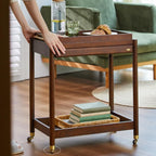 Minimalist Side Table Retro Country Style Small Trolley Movable Sofa Side Table Beverage Cart Dining Room Handcart