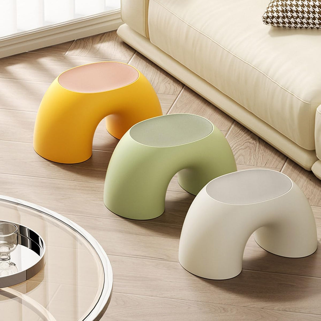 Simple Colourful Small Short Stool for Home, Non-Slip Ring Rainbow Shoe Stool for Living Room Bedroom Study Leisure Place, E