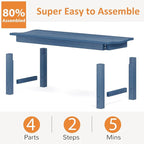 Outdoor Bench Set of 2, 2-Person Patio Backless Benches, HIPS Weatherproof Garden Bench that Never Rot and Fade, Suit for Backyard, Church, Patio, Deck and Entryway (Blue)