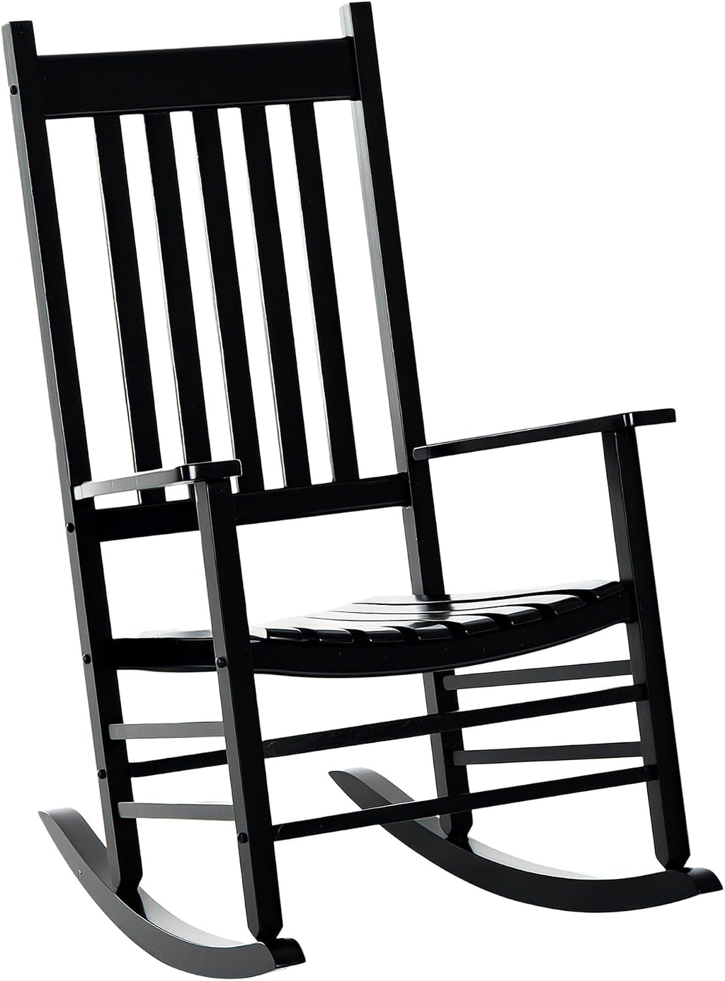 Outsunny Outdoor Rocking Chair High Density Wooden Rockers Black | Patio Rocking Chair, Smooth Curves, for Lawn Garden Porch, Supports Up to 350lbs