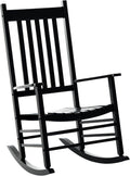 Outsunny Outdoor Rocking Chair High Density Wooden Rockers Black | Patio Rocking Chair, Smooth Curves, for Lawn Garden Porch, Supports Up to 350lbs
