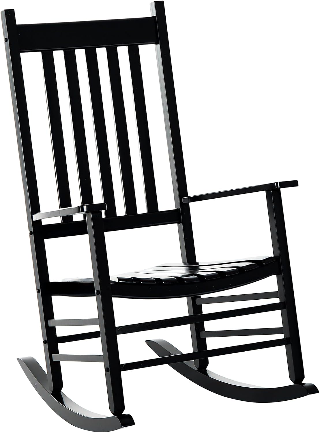 Outsunny Outdoor Rocking Chair High Density Wooden Rockers Black | Patio Rocking Chair, Smooth Curves, for Lawn Garden Porch, Supports Up to 350lbs