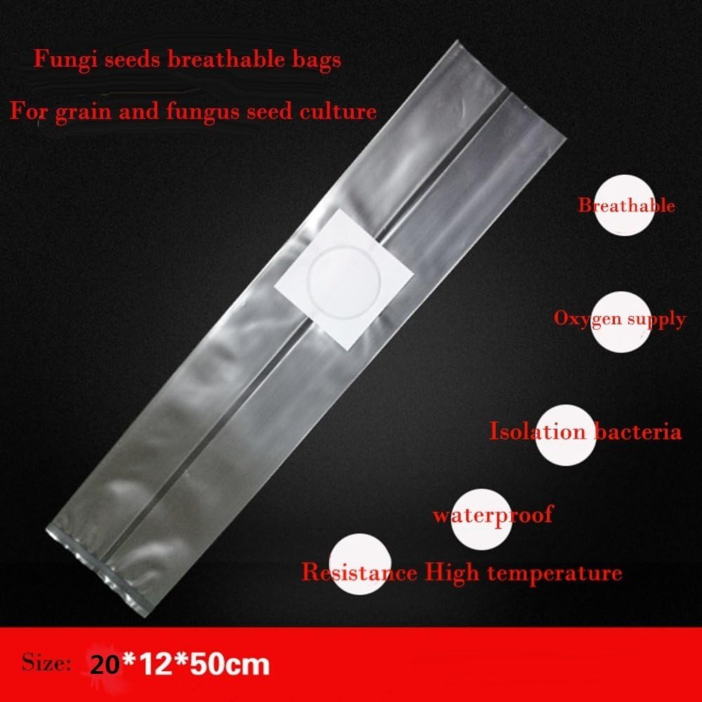 Amazing-us All in One Mushroom Grow Bag/Farm-Mushroom Spawn/Sealable Spawn/Myco Bags,Large Size 8" X 5" X 19",0.2 Micron Filter, 3 Mil Polypropylene,for Substrate Autoclavable (50)