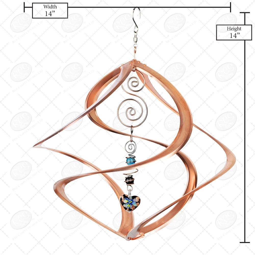 Red Carpet Studios 31042 Cosmix Wind Spinner Double Helix, Copper W/Heart Crystal, 14 Inch