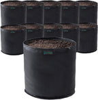 Commercial Grow Bag Pack of 10, Air Pruning Mesh Fabric Plant Containers (15 Gallon, Black)
