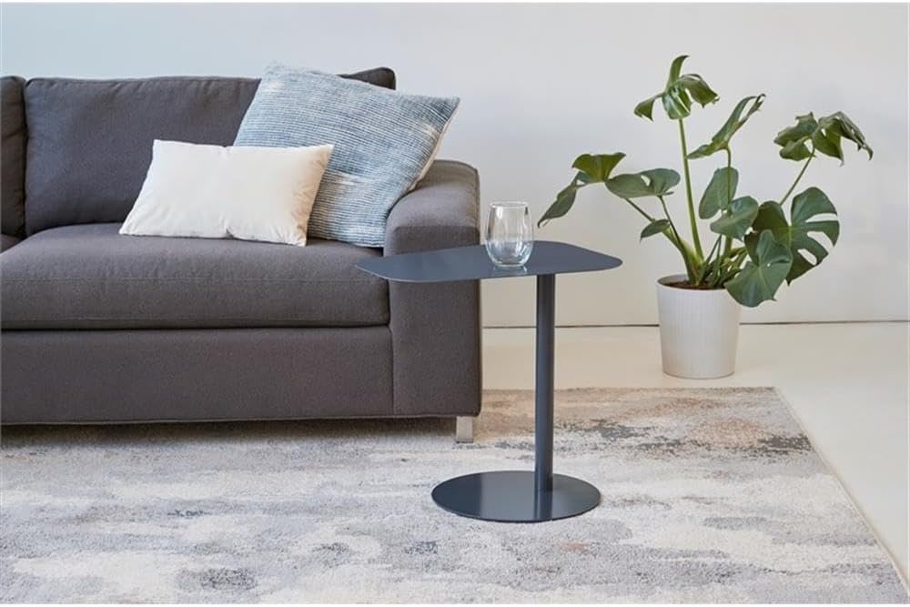 Pemberly Row Modern Metal End Table, 20 in H x 19.75 in W, C-Shaped Space-Saving Design, Durable Steel Construction, Powder Coat Blue Finish, Compact Side Table for Living Room, Bedroom, or Small