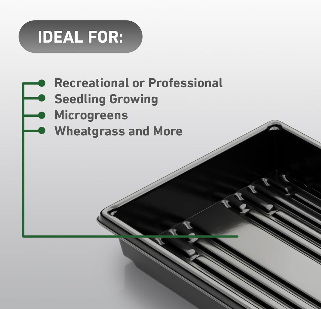 10x20 Inch Black Plastic 25 Pack Plant Propagation Tray – Growing Trays for Garden, Planting, Seedling, Soil & Hydroponic Horticulture - Microgreen Trays Grow Plants - No Drain Holes