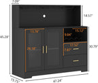 Bar Cabinet for Home with LED Light,Coffee Bar Cabinet w/ Wine & Glass Rack | Wine Cabinets with Drawers & Microwave Stand, Modern Liquor Cabinets for Kitchen, Living Room, Dining Room (Black)