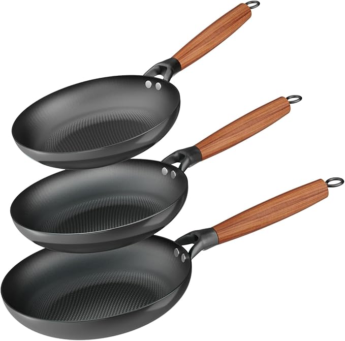 YUTANN Nonstick Frying Pan Set, 8" 10" 12" Ceramic Frying Pans, Pre-seasoned Cast Iron Pan Cookware Set with Removable Handle, Dishwasher Safe, Free of PFAS & PFOA, Compatible with All Stovetops