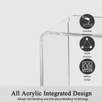 Acrylic Side Table Set of 2, 21" H x 21" W x 12" D x 3/5'' Thick Clear Small End Table, Transparent Nightstand and Stool for Home Office, Living Room and Bedroom