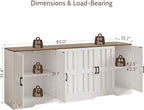Modern Farmhouse Buffet Cabinet with Storage, 85" Large Sideboard Storage Cabinet with 6 Barn Doors, Coffee Liquor Bar Cabinet Wood Table Credenza with Adjustable Shelf for Kitchen Dining Living Room