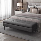Modern Bedroom Bed Footstool Solid Wood Front Sofa Stool Storage Bedside Entryway(Beige White)