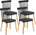 POWERSTONE Windsor Dining Chair Set of 4, Farmhouse Kitchen Chairs with Solid Wood Legs Spindle Dining Room Chair for Dining Living Room Restaurant Black