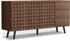 60" Buffet Cabinet with Storage, Sideboard Buffet Cabinet with 3 Drawers and 2 Doors, Mid Century Modern Coffee Bar Cabinet/TV Stand with Adjustable Shelves, Dark Brown