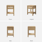 SICOTAS Rattan Nightstand Set of 2 with Storage Shelf, Boho Bedside Tables