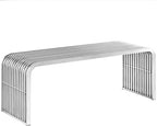 Modway Pipe Contemporary Modern Stainless Steel Metal Bench, 47"