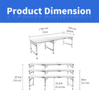 Moosinily Camping Table 6FT Folding Table Large 3 Adjustable Height Portable Picnic Table Camp Aluminum Outdoor Picnic BBQ White