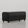 SIMPLIHOME Avalon 42" Wide Vegan Leather Ottoman in Carbon Black