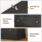 Vyre 71" Tall Farmhouse Kitchen Pantry, Set of 2 Large Storage Cabinets with 3 Drawers, Adjustable Shelves, Wood Versatile Hutch Cabinet for Living Room, Dining Room, Black