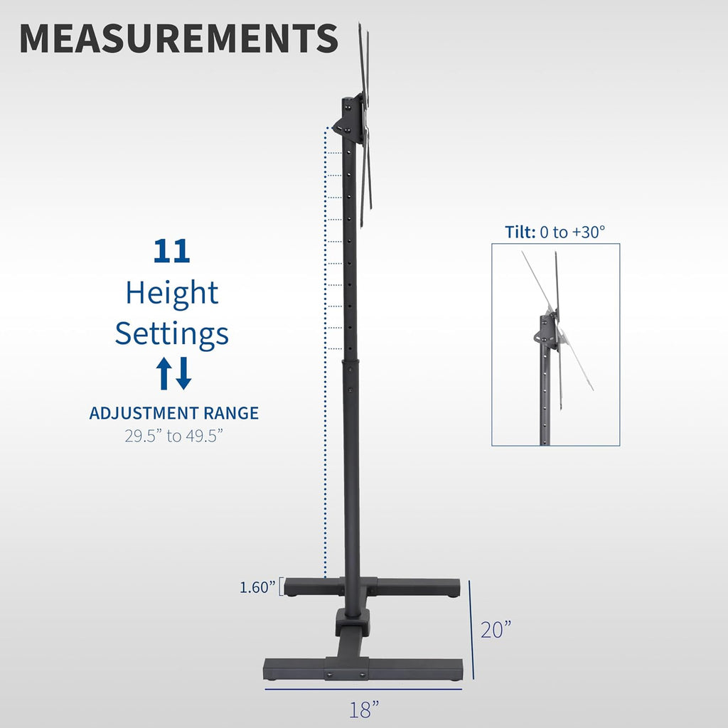 VIVO Black TV Floor Stand for 13 to 65 inch Screens, STAND-TV08 | Adjustable TV Stand for LCD LED OLED 4K Smart Flat and Curved Monitor Panels, Max VESA 400x400, Holds 44 lbs