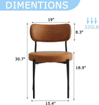 Brown Dining Chairs Set of 4 with Curved Back, Leather Dining Chairs with PU Soft Cushion Seat & Metal Legs, Comfortable Modern Chair for Kitchen, Living Room