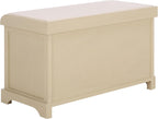 SAFAVIEH Furniture - Freddy 2-Basket Storage Bench - Sand - Solid Wood - Coastal Basket Storage Design - Ideal for Entryway, Living Room, Hallway, 18" Seat Height - Fully Assembled (AMH5736J)