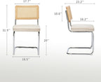 Rattan Dining Chairs Set of 4, Mid-Century Modern Dining Room Chairs with Cane Back, Velvet Upholstered Seat & Chrome Cantilever Frame, Sillas de Comedor, Kitchen & Dining Room Chairs (Beige)