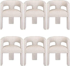 Jofran Gwen Jacquard Upholstered Accent Chair, Modern Luxury Plush Sculptural Armchair for Dining Room or Living Room, Chairs Living Room, Natural, Set of 6
