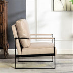 Direct Classic Mid Century Modern Accent Chair with Durable Square Metal Frame, Armchair for Living Room, Bedroom, Home Office in Spotted Microfiber Upholstery, Light Camel