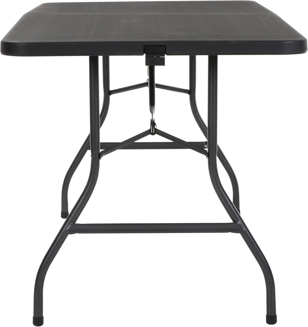 COSCO 6 ft. Fold-in-Half Banquet Table w/Handle, Black