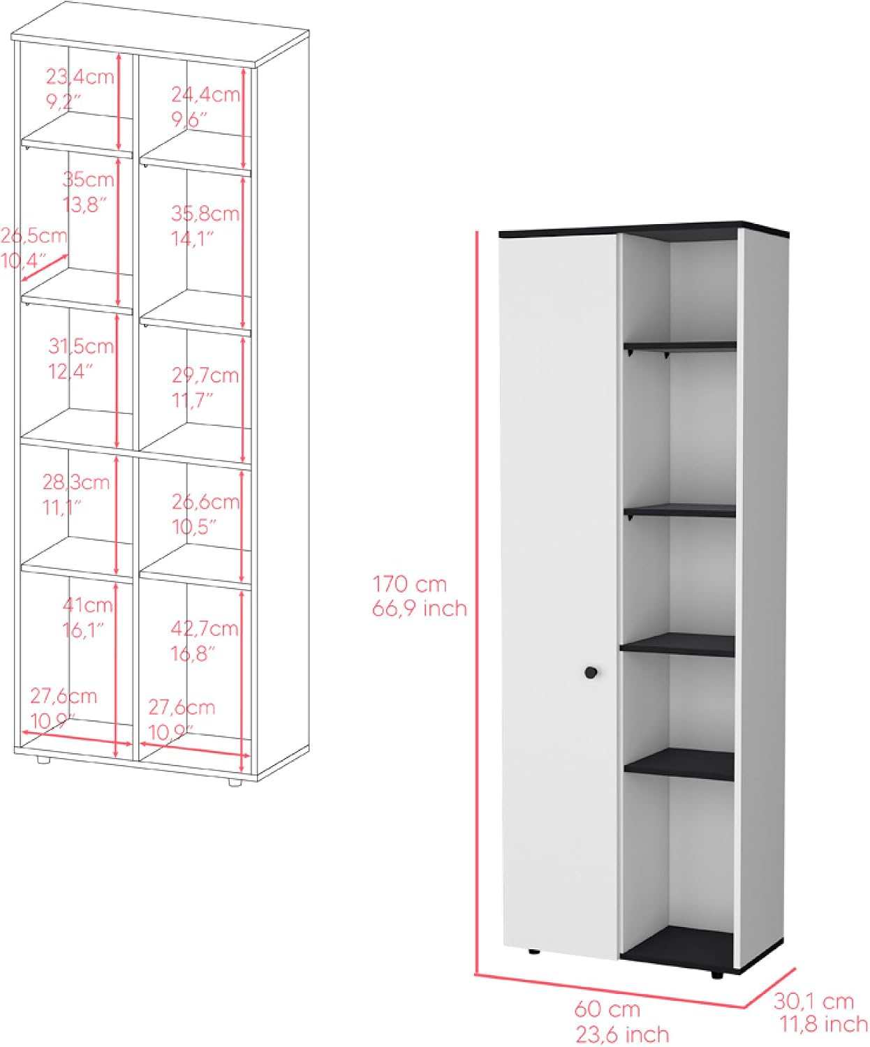 Multistorage Kitchen Pantry Lane, Kitchen, White/Black