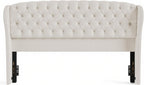 AMERLIFE Full/Queen Headboard Only, Velvet Upholstered Wingback, Cream