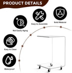 Acrylic C Table with Wheels, 2-Tier Mobile Side Table for Small Spaces, Sofa/Couch End Table, Clear Drink Table, Modern Laptop Stand for Living Room Bedroom, 13.8" L x 13" W x 22" H