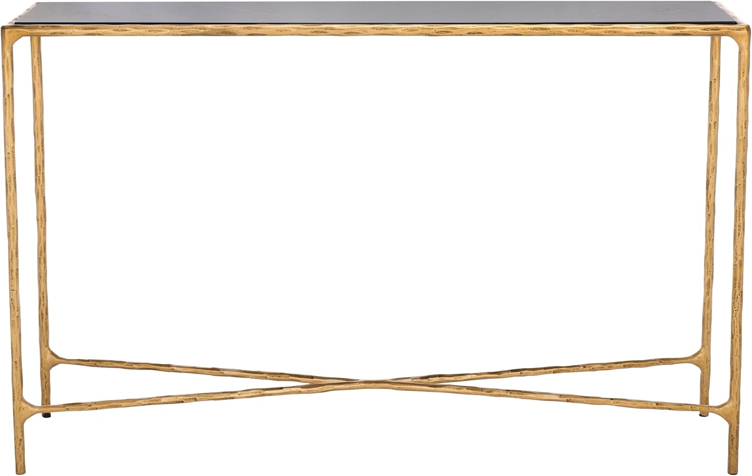 SAFAVIEH Couture Collection Jessa Brass Base & Black Marble Top Rectangular Console Table, Fully Assembled