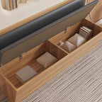LAKIQ Modern Upholstered Storage Bench with Back - Indoor Loveseat Settee Bench Upholstered Booth Seating with Storage Back for Bedroom Dining Room Restaurant Cafe (Style A, 39.4"L x 17.7"W x 33.5"H)