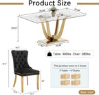 HomVent 70'' Glass Dining Table Set for 4, Modern Rectangle Kitchen Table Set for 4, Glass Dinner Table and Chairs Set for 4 for Living Room,Kitchen