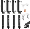 Table leg extender with casters 7in,adjustable metal table leg extender | Table Leg Extender for Straight and Curved Legs,2 Levels/Height can Extend (8pcs)(Black,6.3in-7.9in)