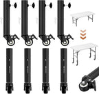Table leg extender with casters 7in,adjustable metal table leg extender | Table Leg Extender for Straight and Curved Legs,2 Levels/Height can Extend (8pcs)(Black,6.3in-7.9in)