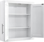 Crosley Furniture Savannah 2-Piece Wall Storage Cabinet, Cabinets for Laundry, Bathroom, Kitchen, White