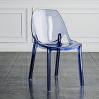 Etlegor Transparent Acrylic Dinning Chairs, Curved Backrest Kitchen Chairs Ladies Dressing Stool for Home Office, Cafe, and Wedding Events(Clear Blue)