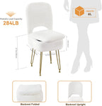 BRIAN & DANY Vanity Chair with Storage and Folding Back, Faux Fur Square Storage Chair, Vanity Stool Chair with 4 Metal Legs for Bedroom, Living Room and Makeup Stations, 13.4"x 15"x 30", White